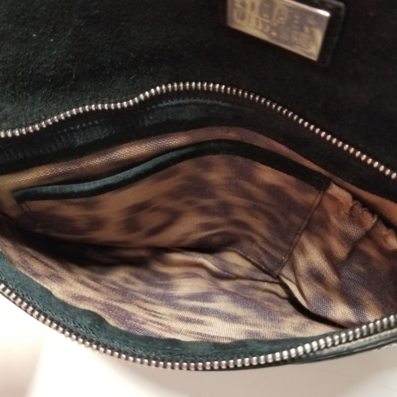 Stuart Weitzman Leather Clutch with Fold-Over Flap, Black/White - Picture 6 of 11